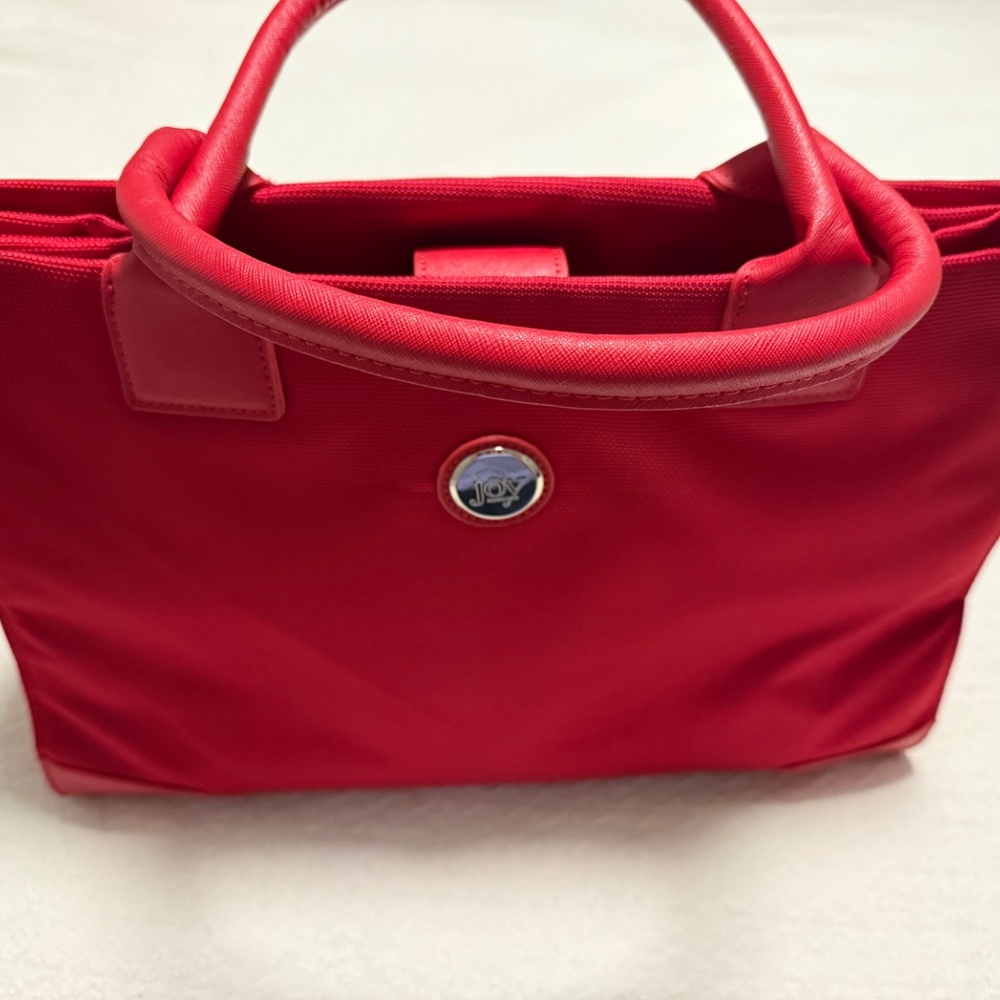 Travel bag / large purse / briefcase, red nylon, Joy Mangano - Picture 7 of 8